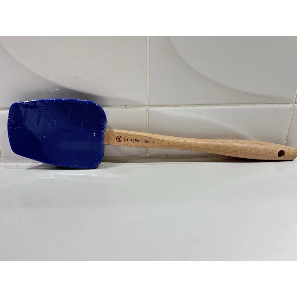 Le Creuset Silicone Craft Series Spatula Wood Handle Cobalt Blue Utensil
